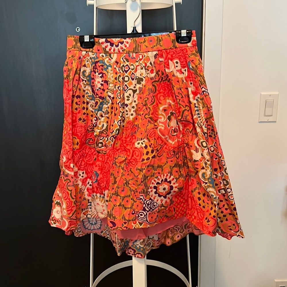 J crew floral high low skirt - coral/pink size 4